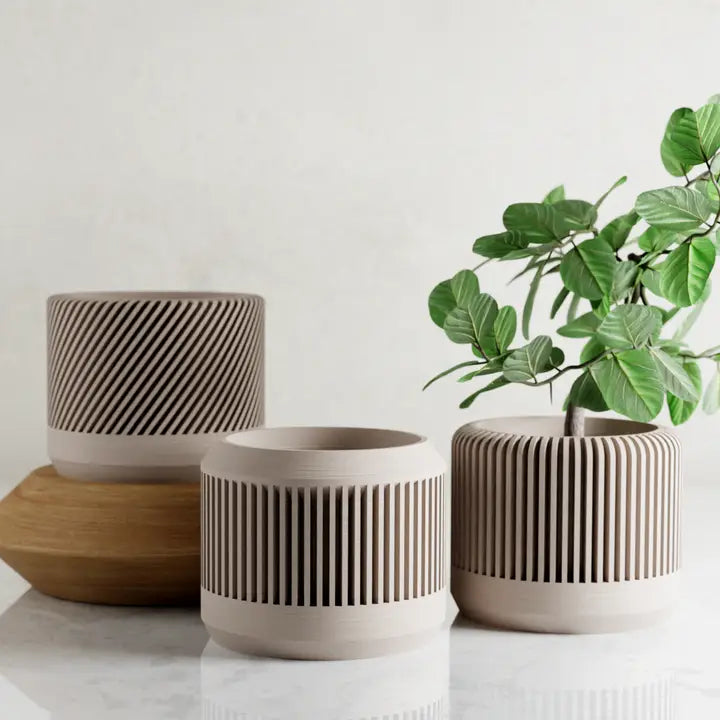 Eco Friendly - Bamboo Planter Set - Modernized Pottery