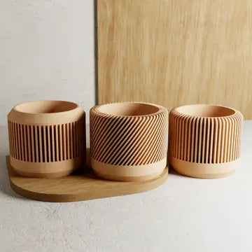 Eco Friendly - Bamboo Planter Set - Modernized Pottery